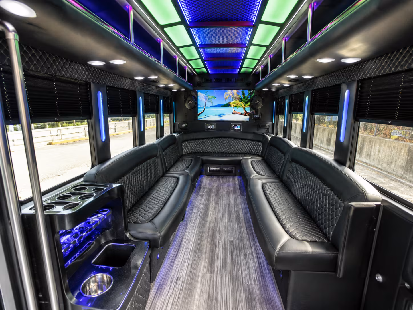 moreno valley 18 passenger party bus inside