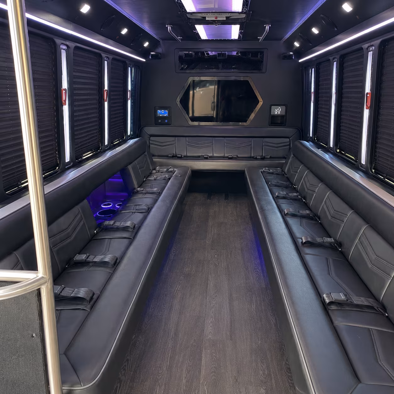 moreno valley 18 passenger party bus interior