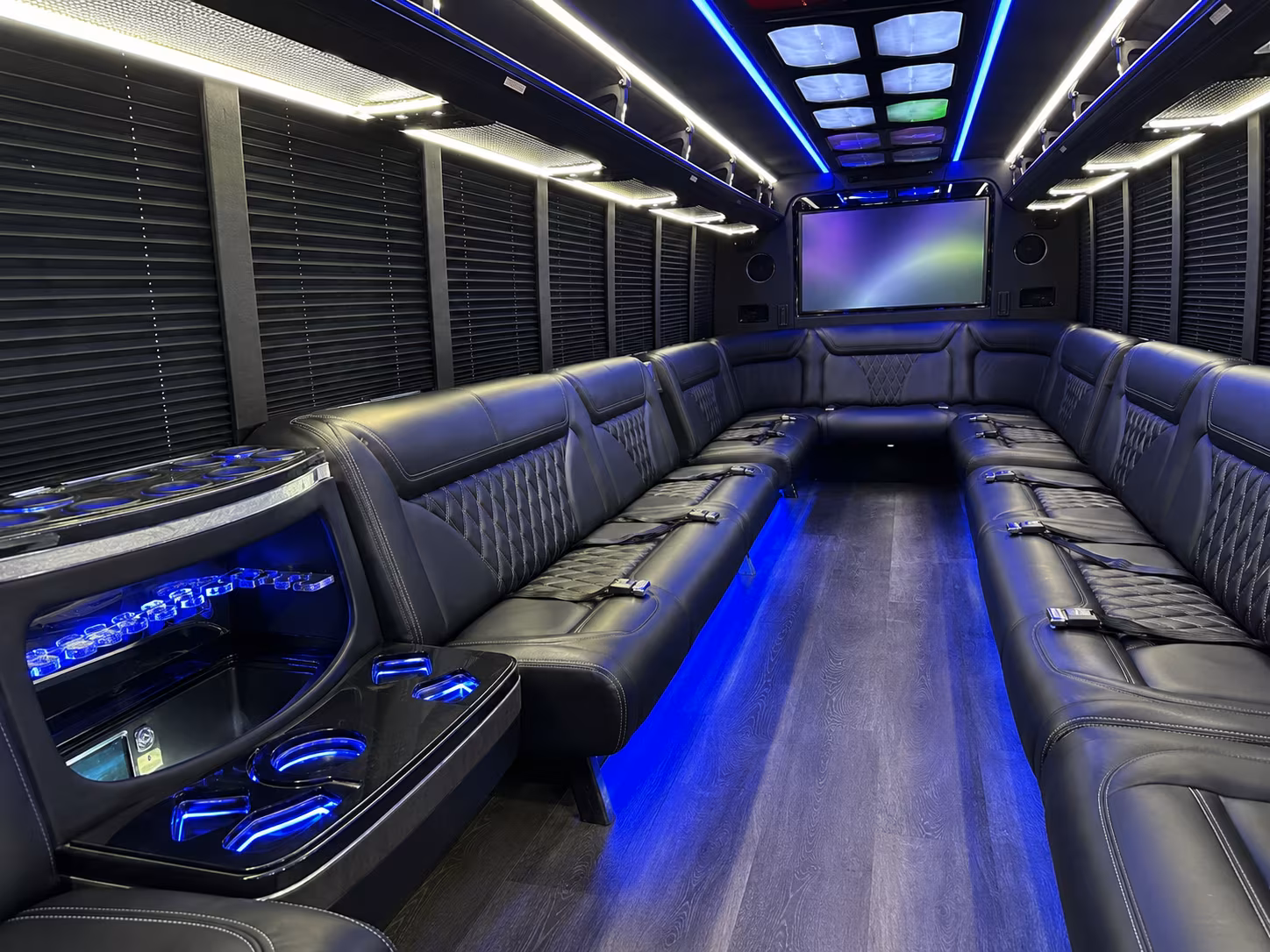 moreno valley 20 passenger party bus inside