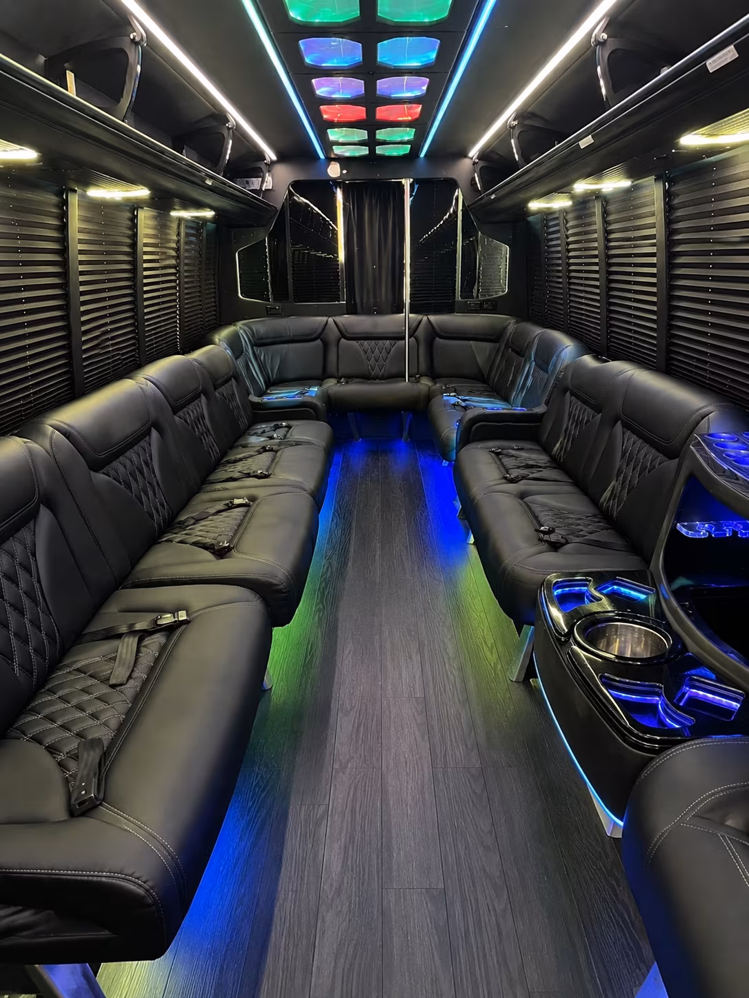 moreno valley 20 passenger party bus interior